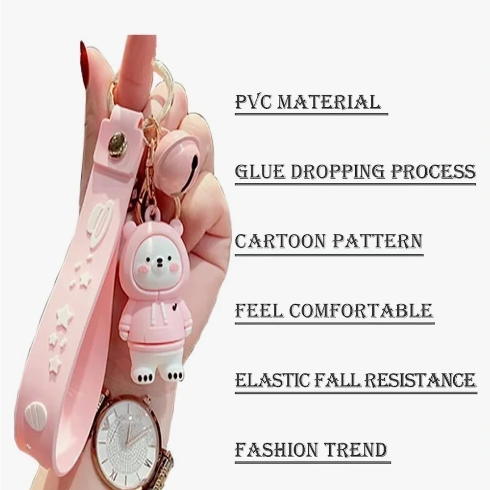 Key chain cartoon cute pink bear key chain pendant car backpack doll